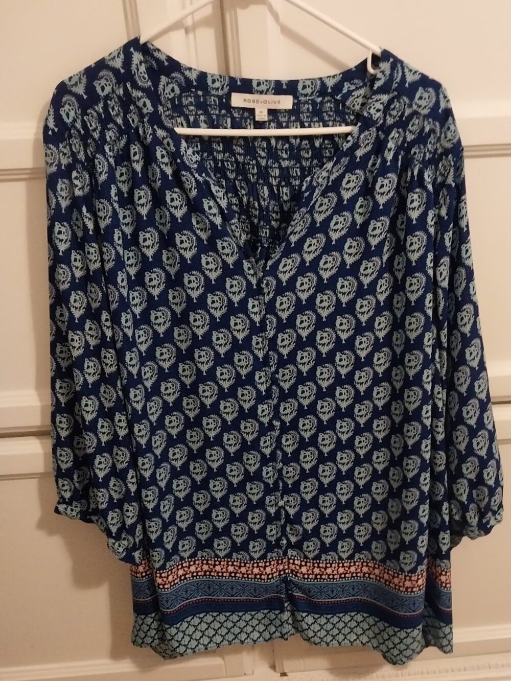 💗Rose and Olive Top Tunic 3X, Blue Beautiful💗